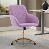 ALEXOUN Velvet Swivel Home Office Chair,Height Adjustable Upholstered Vanity Chairs with Gold Base,Ergonomic for Office,Bed Room,Small Space - 4 of 4