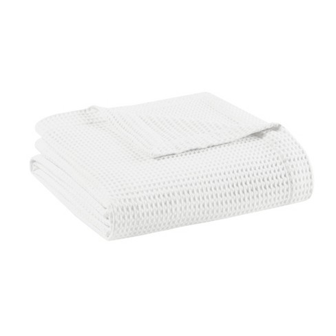 Twin Waffle Weave Cotton Blanket White Beautyrest