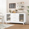 Whizmax 56" Coffee Bar Cabinet with 2 Fluted Glass Doors, Modern Sideboard Buffet Cabinet with 3 Large Drawers for Kitchen Dining Living Room - 2 of 4