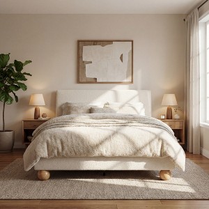 Christopher Knight Home Nisa Modern Wooden Upholstered Bed Frame with ...