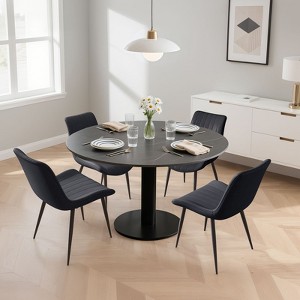 NicBex Set of 4/6 Modern Wave Pattern Upholstered Dining Chairs with Black Metal Legs,Armless Accent Chairs for Dining Room,Kitchen,Restaurant - 1 of 4