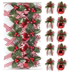 Ornativity Shiny Red and White Ornaments - 10 Pack