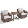 POCASSY Swivel Patio Chairs Swivel Rocker Set of 2 with Side Table, Small Patio Furniture Set Brown Wicker Outdoor Bistro Set with Swivel Glider Chair - 3 of 4