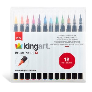 KINGART PRO Watercolor Brush Pens 12 Colors - 1 of 4