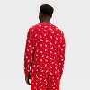 Men's Santa Print Ribbed Long Sleeve Holiday Matching Family Pajama Shirt - Wondershop™ Red - 2 of 4