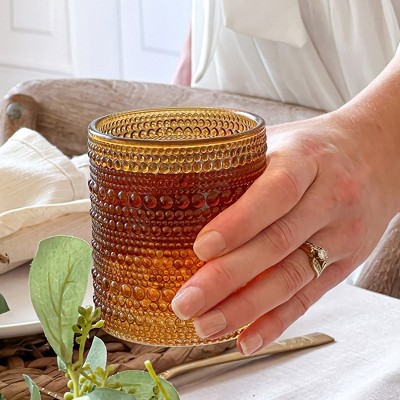 Amber Beaded 10 oz. Vintage Glassware Set of 6