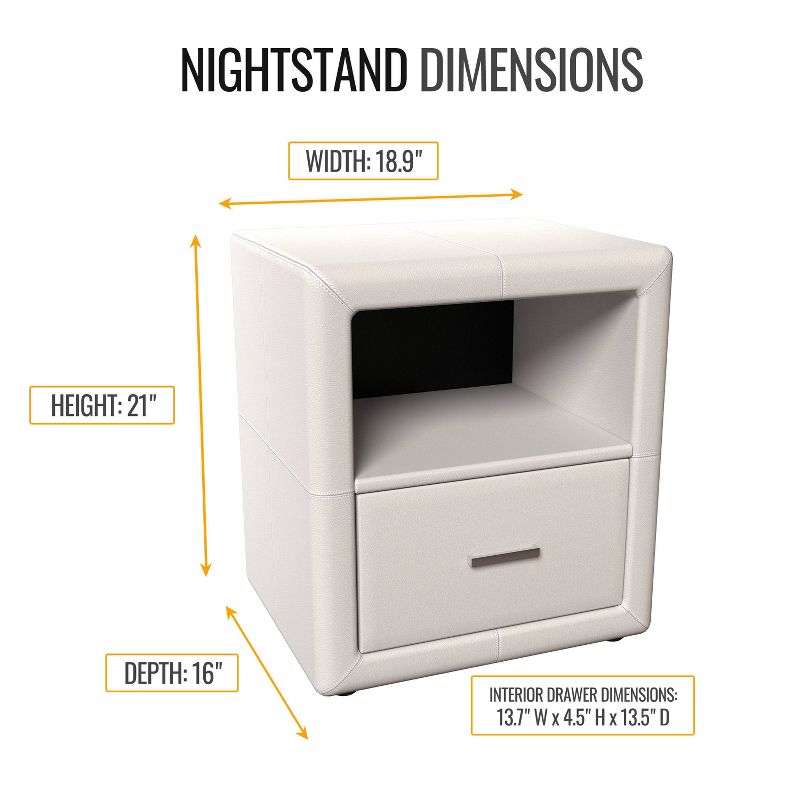 Reunion Faux Leather Upholstered Nightstand - Eco Dream, 6 of 8