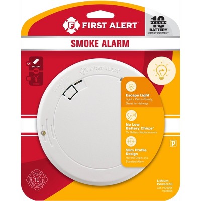 First Alert PR710E Slim Smoke Detector with Photoelectric Sensor and LED Escape Light
