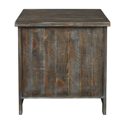 Rustic Brown 24" Rectangular End Table with Wire Mesh Storage