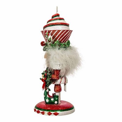 12-Inch Red and Green Glittered Cupcake Hat Nutcracker