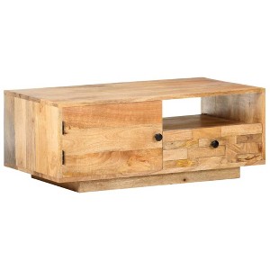 vidaXL Coffee Table in Solid Mango Wood, Rectangular, Brown, Farmhouse Style, Handmade, Wooden Coffee Table, Unique Wood Grain - 1 of 4