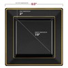 Smarty Had A Party 9.5" Black w/ Gold Square Plastic Dinner Plates - 120 pcs - 3 of 4