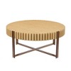 Round Coffee Table For Living Room, 31.5" Drum Coffee Table With Stainless Steels Pedestal Base, Farmhouse Handcrafted Circle Coffee Table - 3 of 4