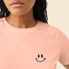 Dalix Smile Face Embroidered Soft Cotton Short Sleeve T Shirt Womens - 4 of 4