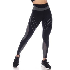 Women's High-Waist Reflective Piping Fitness Leggings  - White Mark - 1 of 4