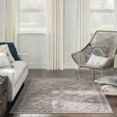 Ivory and Latte Medallion Cotton Chenille 4' x 6' Area Rug