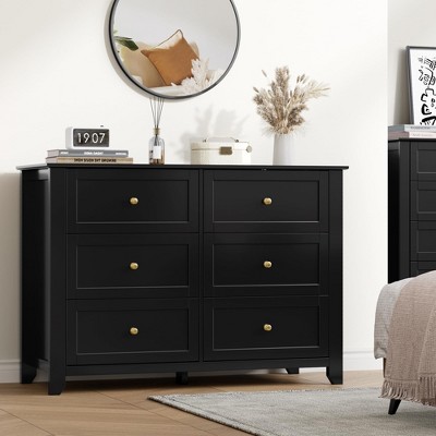 Dresser for Bedroom, Large 6 Drawer Dresser with Deep Drawers & Metal Knobs