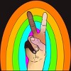 Design By Humans Peace Hand Symbol Stripes By PaperRescueDesigns T-Shirt - 2 of 4
