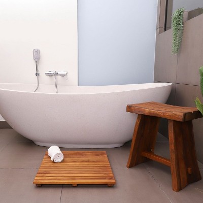 Nordic Teak 19.6" Square Oiled Shower Mat