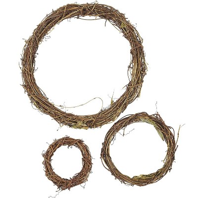 Juvale Grapevine Wreaths Set for Crafts, Door Decor, and Holidays (3 Sizes, 3 Pack)