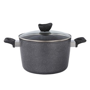 Lorren Home Trends Granite-Style Cooking Pot with Glass Lid, Dark Grey Speckled, 5 Quart, Non-Stick Stock Pot for Kitchen, Stovetop - 1 of 4