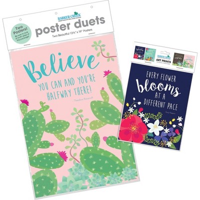 Set of 6 Colorful Motivational Quote Posters with Floral and Cacti Designs