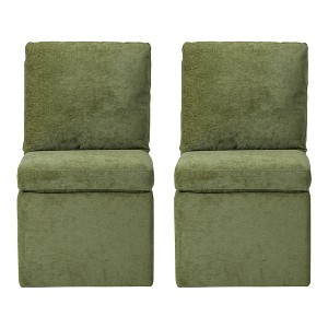 WestinTrends Soho Modern Upholstered Chenille Armless Dining Chairs With Casters (Set of 2) - 1 of 4