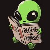 Men's Design By Humans Believe in Yourself Funny Book Alien By EduEly T-Shirt - 2 of 4