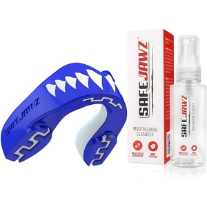 SafeJawz EXTRO Dual Layer Sports Mouth Guard with Case and Disinfectant Spray Bundle Kit for Basketball, Football, MMA, Hockey, Wrestling - Adult - - 1 of 4