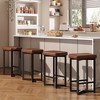 Garvee Bar Stools Set of 2, 24.6" Counter Height Backless Barstools, Upholstered PU Leather Seats with Metal X-Frame & Footrest, - 2 of 4