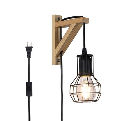 3.54 in. 1-Light Black Metal Wall Sconce