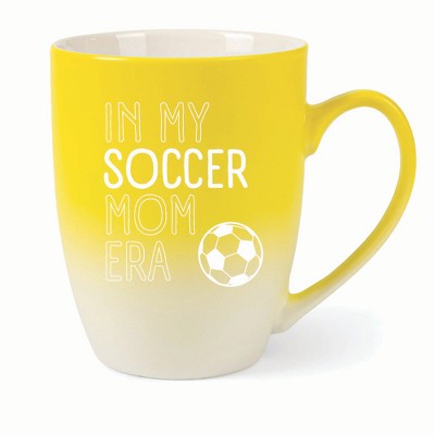 Elanze Designs In My Soccer Mom Era Two Toned Ombre Matte 10 ounce New Bone China Coffee Tea Cup Mug For Your Favorite Morning Brew, Yellow and White