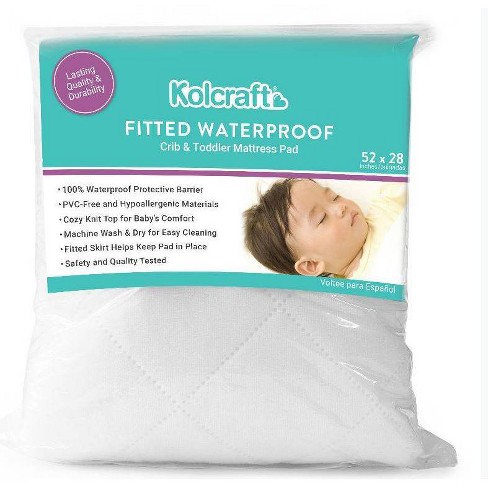 NEW Waterproof Fitted Crib Mattress Pad & Toddler Protector Baby White  28''x52