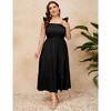 Women Plus Size Sleeveless Maxi Dress Smocked High Waist Tiered Ruffle Summer Casual Dress - 3 of 4