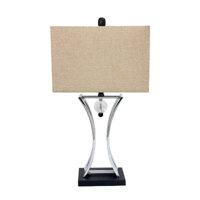 Matte Black and Satin Nickel Hourglass Table Lamp