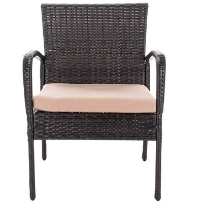 Natural Beige Wicker Outdoor Patio 3 Piece Chat Set