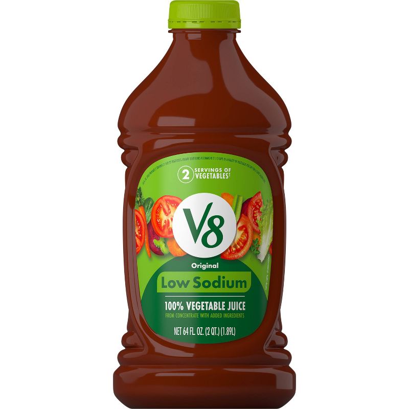 V8 Original Low Sodium 100% Vegetable Juice - 64 fl oz Bottle, 1 of 10