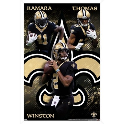 Trends International Nfl New Orleans Saints - Alvin Kamara 19 Framed Wall  Poster Prints White Framed Version 14.725 X 22.375 : Target