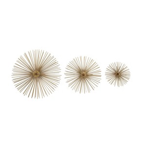 Set of 3 Metal Starburst 3D Wall Decor Gold - Olivia & May: Contemporary Abstract Art, Vertical Display - 1 of 4