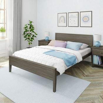 Max & Lily Kids Queen Bed, Solid Wood Bed Frame with Panel Headboard, Wood Slat Support, No Box Spring Needed