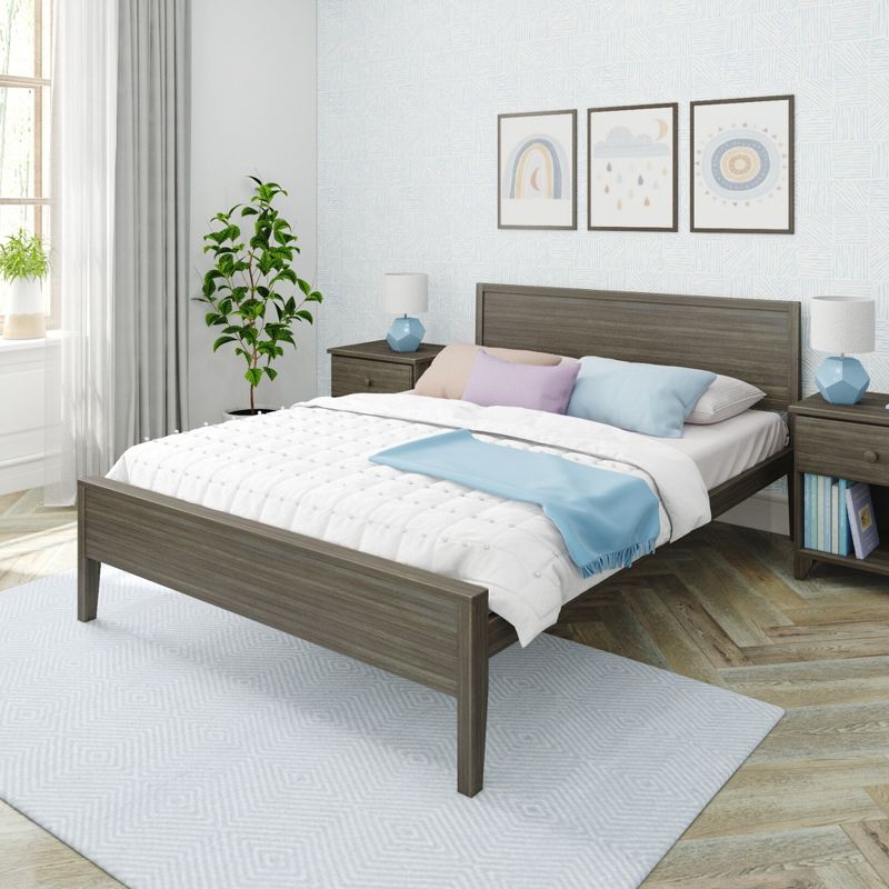 Max & Lily Kids Queen Bed, Solid Wood Bed Frame with Panel Headboard, Wood Slat Support, No Box Spring Needed, 2 of 6