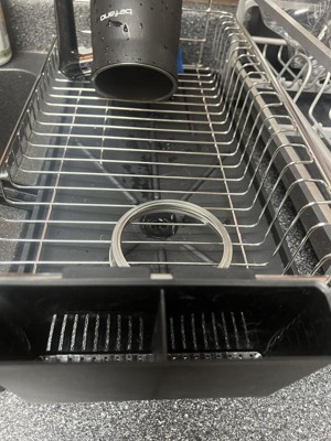 Iris 2 Tier Stainless Steel Dish Drying Rack With Plastic Drain Black :  Target