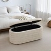 DOMETOUR Light Tan Chenille Living Room Storage Ottoman -Upholstered Footstool with Hidden Compartment - 3 of 4