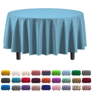 Crown Display Disposable Plastic Tablecloth 84 Inch Round- 6 Pack - 1 of 4