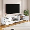 70.9'' Modern TV Stand for 80 Inch TV, Rattan Media Console with Drawers & Flip-Up Cabinet for Living Room-3irtyhousy - 2 of 4