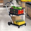 2 Tier Folding Shopping Carts for Groceries, 198 LB Capacity, Collapsible Portable Grocery Cart with Wheels & Removable Crate for Mall Market, Blue - 3 of 4