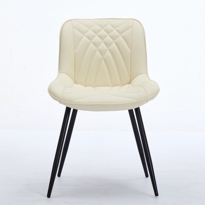 XINGHANZHENXUAN Black 2 Pcs Mid-Century Modern Dining Chairs, Breathable PU Fabric, 2-Inch Cushion, Sturdy Legs & Quick Assembly