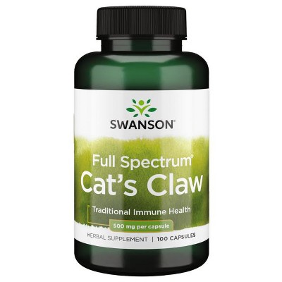 Swanson Herbal Supplements Full Spectrum Cat's Claw 500 mg 100 Caps.
