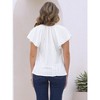 INSPIRE CHIC Women's Ruffle Short Sleeve Crew Neck Eyelet Drawstring Tie Neck Casual Blouse - 4 of 4