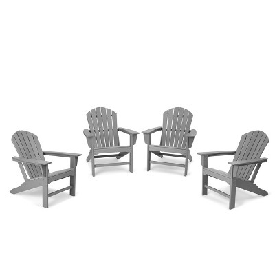 4pk Plastic Resin Adirondack Chairs - Gray - EDYO LIVING